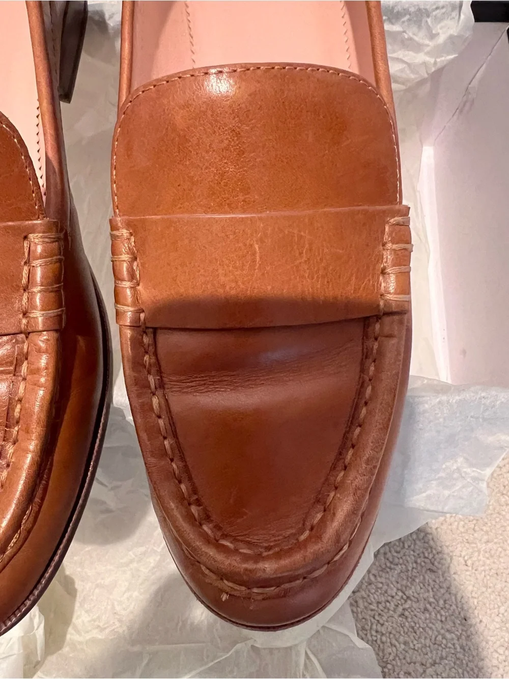 J. Crew - Excellent Pre Loved Condition - Cognac - Leather Penny Loafers